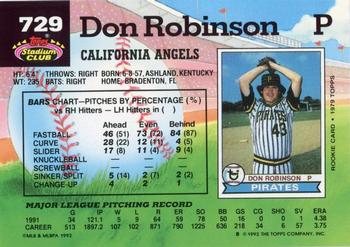 1992 Stadium Club - National Convention #729 Don Robinson Back