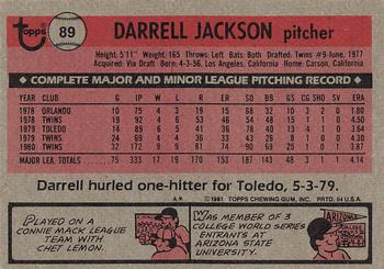 1981 Topps #89 Darrell Jackson Back