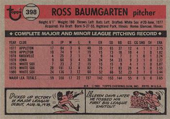 1981 Topps #398 Ross Baumgarten Back