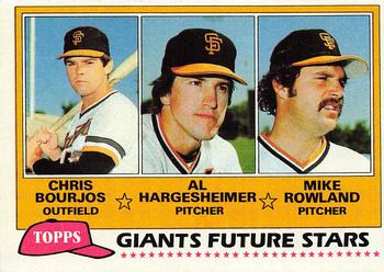 1981 Topps #502 Giants Future Stars (Chris Bourjos / Al Hargesheimer / Mike Rowland) Front