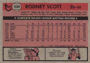 1981 Topps #539 Rodney Scott Back