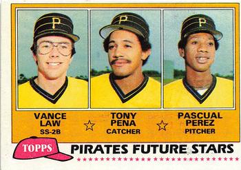1981 Topps #551 Pirates Future Stars (Vance Law / Tony Pena / Pascual Perez) Front