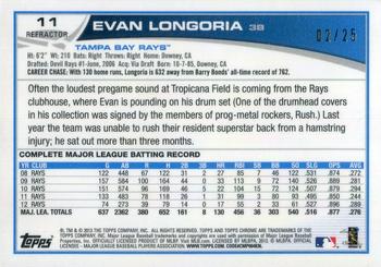2013 Topps Chrome - Red Refractors #11 Evan Longoria Back