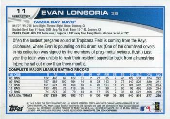 2013 Topps Chrome - Refractors #11 Evan Longoria Back