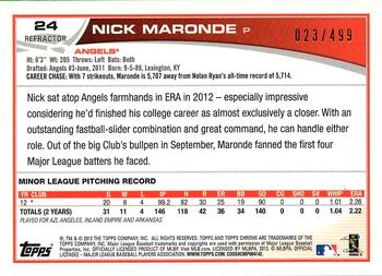 2013 Topps Chrome - Rookie Autographs Refractors #24 Nick Maronde Back