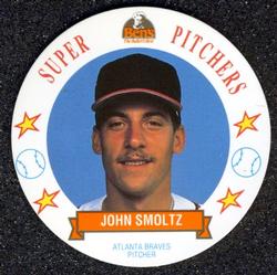 1993 Ben's Bakers Super Pitchers Discs #8 John Smoltz Front