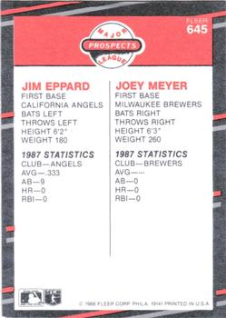 1988 Fleer - Glossy #645 Jim Eppard / Joey Meyer Back