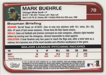 2008 Bowman Chrome #78 Mark Buehrle Back