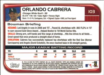 2008 Bowman Chrome #103 Orlando Cabrera Back