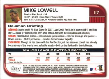 2008 Bowman Chrome #117 Mike Lowell Back