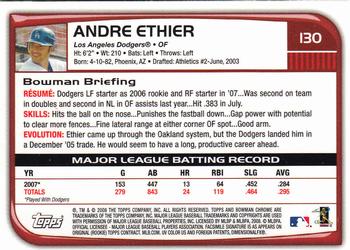 2008 Bowman Chrome #130 Andre Ethier Back
