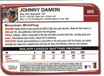 2008 Bowman Chrome #165 Johnny Damon Back