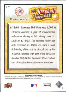 2008 Upper Deck Baseball Heroes #123 Roger Clemens Back