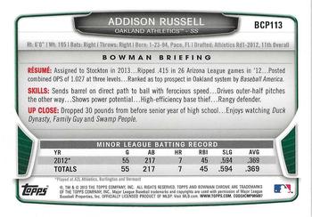 2013 Bowman Chrome - Prospects #BCP113 Addison Russell Back