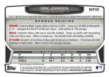 2013 Bowman Chrome - Prospects #BCP122 Erik Johnson Back