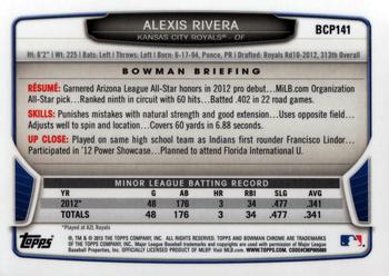 2013 Bowman Chrome - Prospects #BCP141 Alexis Rivera Back