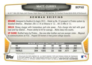 2013 Bowman Chrome - Prospects #BCP163 Matt Curry Back