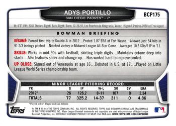2013 Bowman Chrome - Prospects #BCP175 Adys Portillo Back