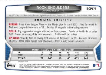 2013 Bowman Chrome - Prospects #BCP178 Rock Shoulders Back