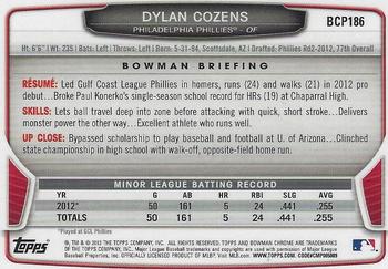 2013 Bowman Chrome - Prospects #BCP186 Dylan Cozens Back