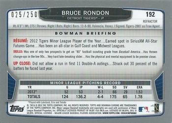 2013 Bowman Chrome - Blue Refractors #192 Bruce Rondon Back