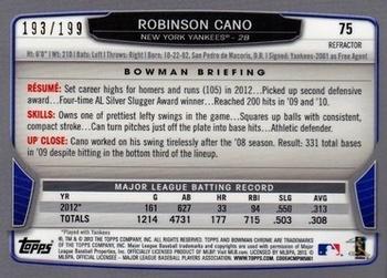 2013 Bowman Chrome - Purple Refractors #75 Robinson Cano Back