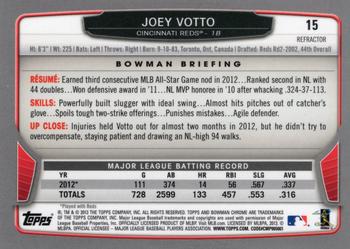 2013 Bowman Chrome - Refractors #15 Joey Votto Back