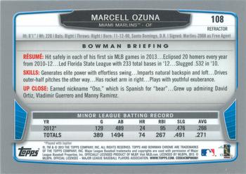 2013 Bowman Chrome - Refractors #108 Marcell Ozuna Back