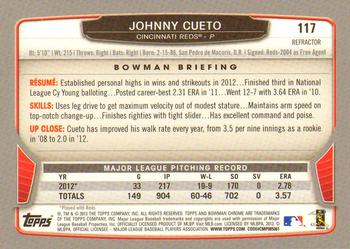 2013 Bowman Chrome - Refractors #117 Johnny Cueto Back