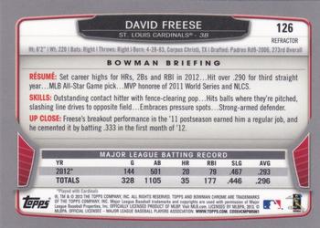 2013 Bowman Chrome - Refractors #126 David Freese Back