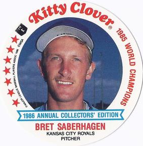 1986 Kitty Clover Kansas City Royals Discs #3 Bret Saberhagen Front