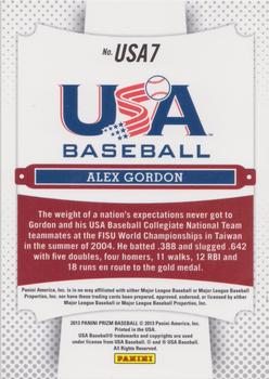 2013 Panini Prizm - USA Baseball #USA7 Alex Gordon Back