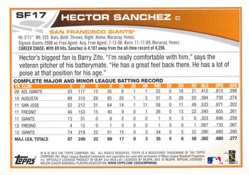 2013 Topps Chevron San Francisco Giants #SF17 Hector Sanchez Back