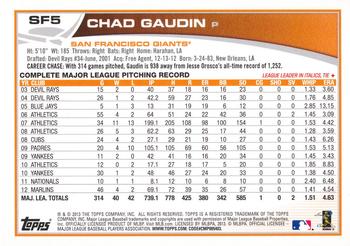 2013 Topps Chevron San Francisco Giants #SF5 Chad Gaudin Back