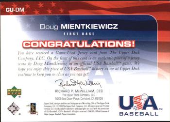 2004 Upper Deck USA 25th Anniversary - Game Jersey #GU-DM Doug Mientkiewicz Back