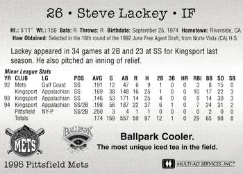 1995 Multi-Ad Pittsfield Mets #NNO Steve Lackey Back