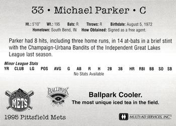 1995 Multi-Ad Pittsfield Mets #NNO Michael Parker Back