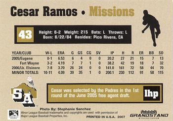 2007 Grandstand San Antonio Missions #NNO Cesar Ramos Back