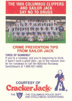 1989 Columbus Clippers Police #25 George Sisler Jr. /  Bucky Dent Back