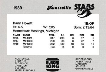 1989 Burger King Huntsville Stars #NNO Dann Howitt Back