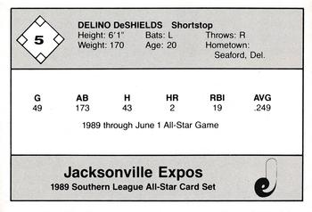 1989 Jennings Southern League All-Stars  #5 Delino DeShields Back