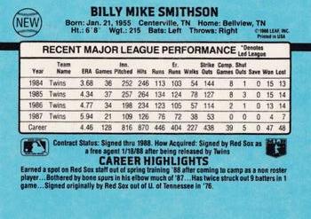 1988 Donruss Boston Red Sox Team Collection #NEW Mike Smithson Back
