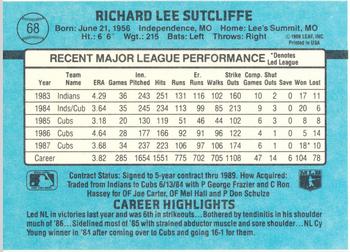 1988 Donruss Chicago Cubs Team Collection #68 Rick Sutcliffe Back