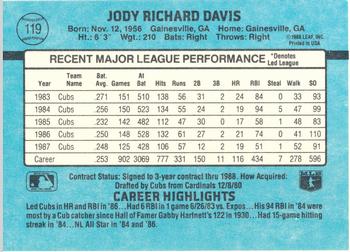 1988 Donruss Chicago Cubs Team Collection #119 Jody Davis Back