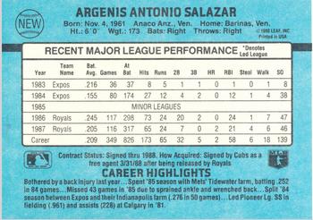 1988 Donruss Chicago Cubs Team Collection #NEW Angel Salazar Back