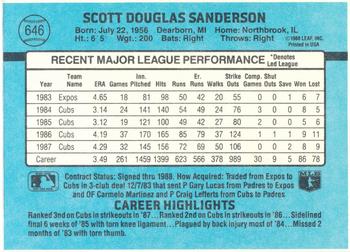 1988 Donruss Chicago Cubs Team Collection #646 Scott Sanderson Back