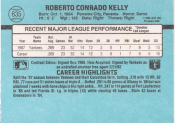 1988 Donruss New York Yankees Team Collection #635 Roberto Kelly Back