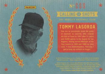 2013 Panini Hometown Heroes - Calling the Shots #CS5 Tommy Lasorda Back