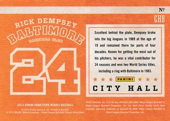 2013 Panini Hometown Heroes - City Hall #CH8 Rick Dempsey Back