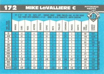 1990 Bowman - Limited Edition (Tiffany) #172 Mike LaValliere Back